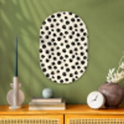 Madeliefjes - Grafisch - Zwart - Beige Wandcirkel Ovaal Forex klein 630 -sfeer2