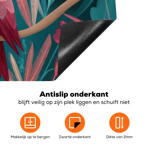 Kaketoe - Tropische bladeren - Tak Inductie beschermer vinyl 3mm klein -zzzzzzz-td-onderkant
