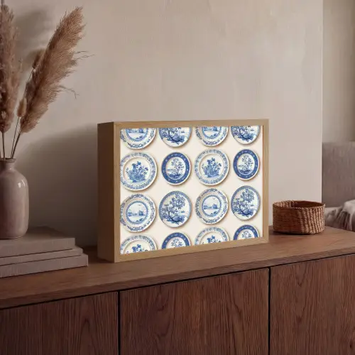 Borden - Bomen - Planten - Blauw Light Box met batterij (Wandlamp) middel 907 -sfeer2