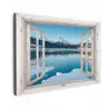Landschap - Winter - Meer - Bergen - Uitzicht - Doorkijk - Licht Tuinposter op houten frame 2 cm dik klein -3d