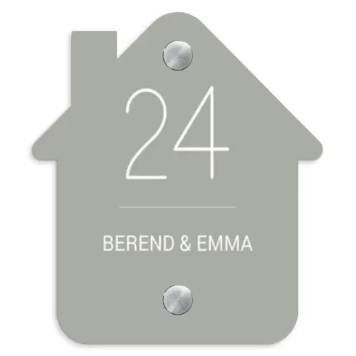 Effen lichtgrijs - Klassiek Naambord Huisje klein -3d