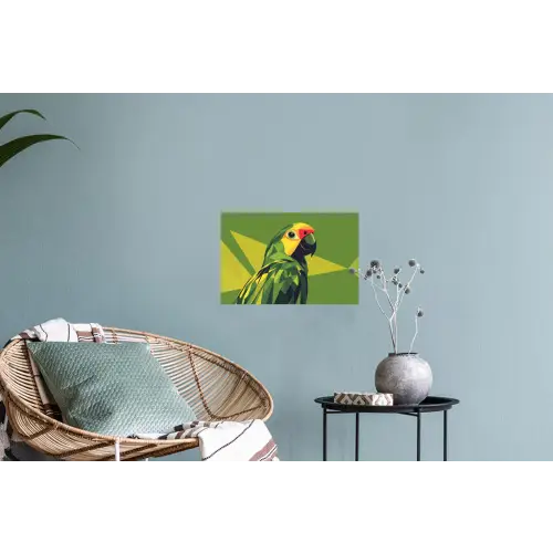 Papegaai - Groen - Snavel - Abstract Muursticker klein -plant