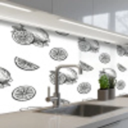 Citroenen - Zwart - Wit - Patroon keuken achterwand 2 middel -3d_schuin