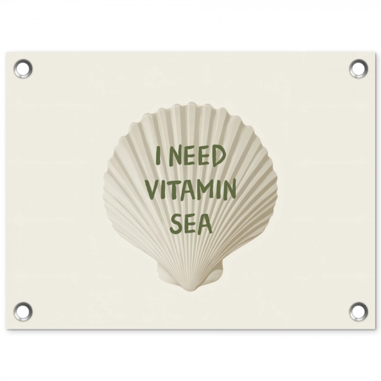 Schelp - Quote - Groen tuinposter los doek klein -3d