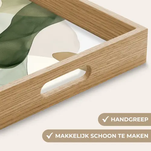 Japandi - Abstract - Groen Dienblad Rechthoek middel -USP_HandgreepNL