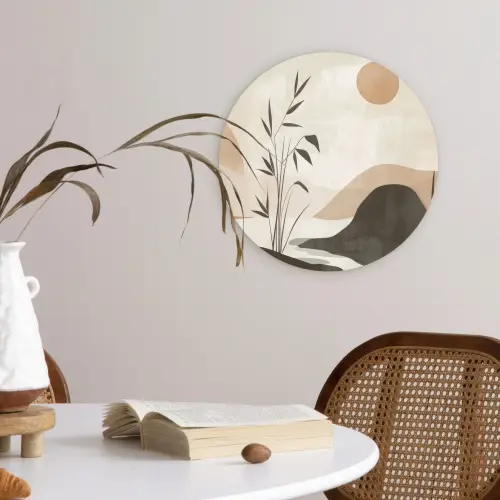 Japandi - Landschap - Beige Wandcirkel plexiglas klein -sfeer4