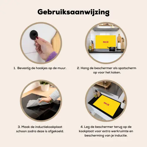 Smile - Roze - Geel Inductie beschemer met haakjes klein -ky-gebruik-nl