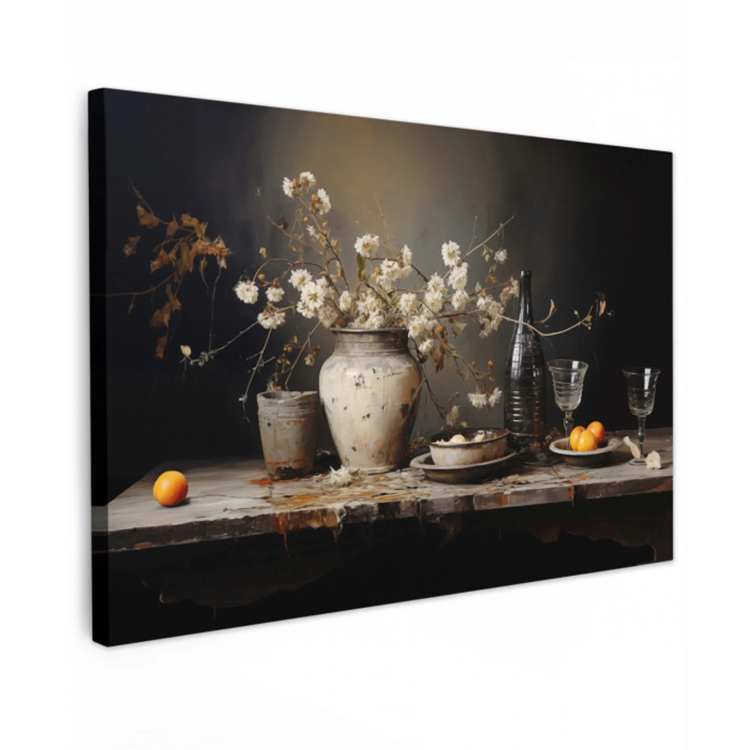 Stilleven - Bloemen - Boeket - Vaas - Wijn canvas 2cm klein -z3d