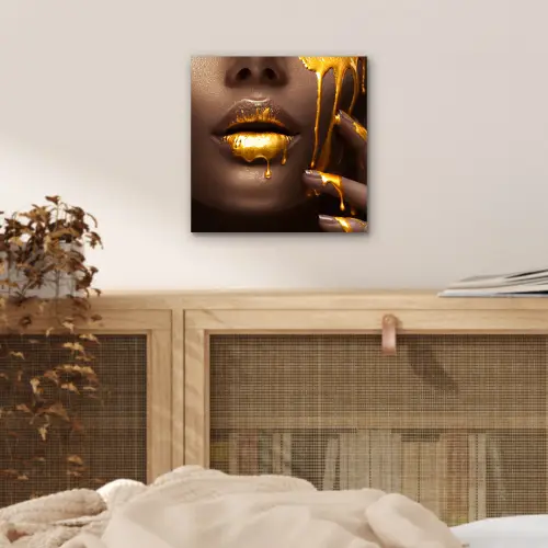 Goud - Vrouw - Verf - Lippen - Luxe aluminium wit klein -sfeer3