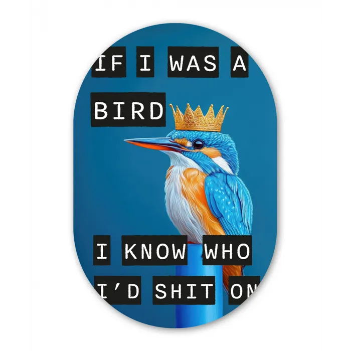 Vogel - Decoratie - Ijsvogel - Blauw Wandcirkel Ovaal Glas middel -3d