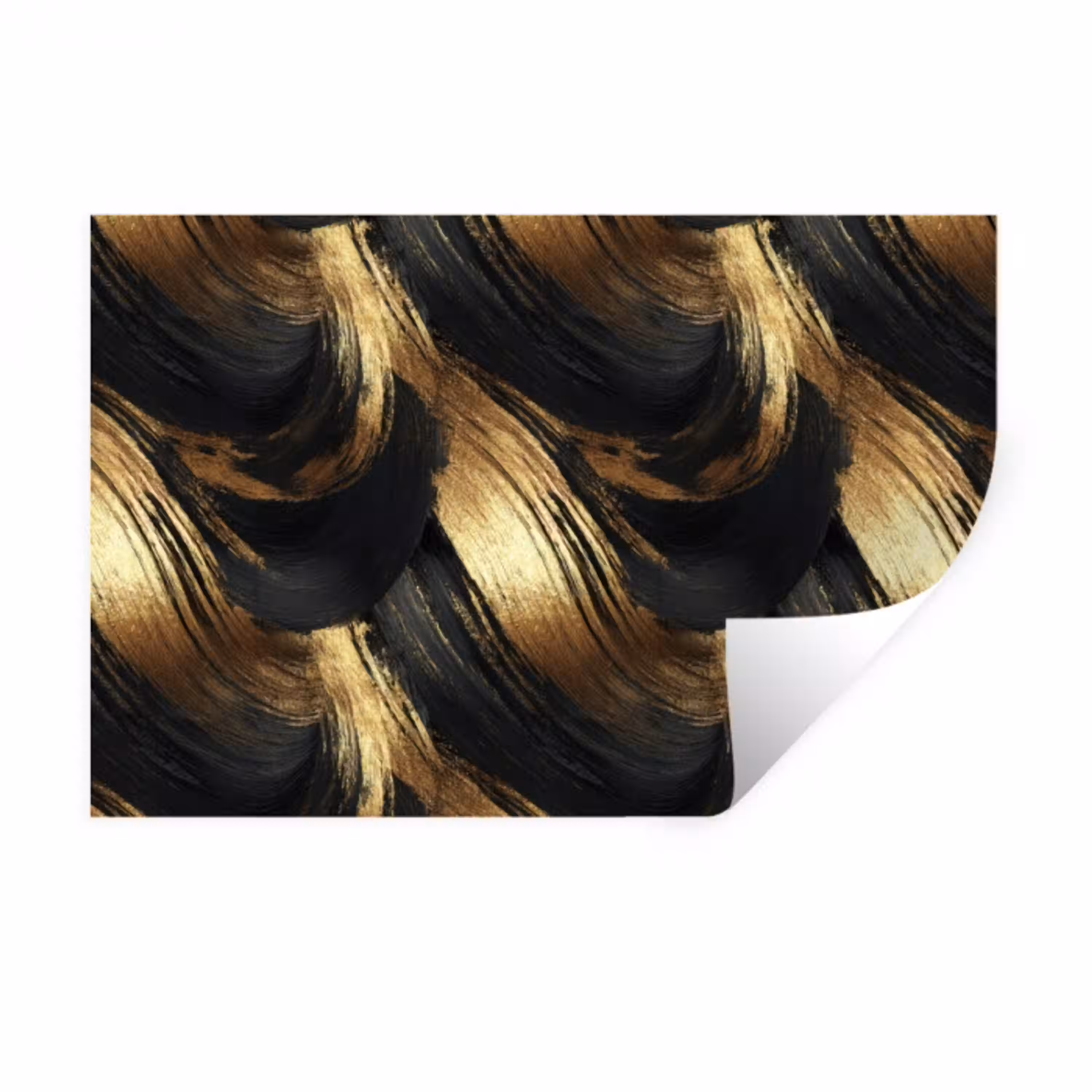 Verfstreken - Abstract - Goud - Zwart Muursticker klein 286 -3d