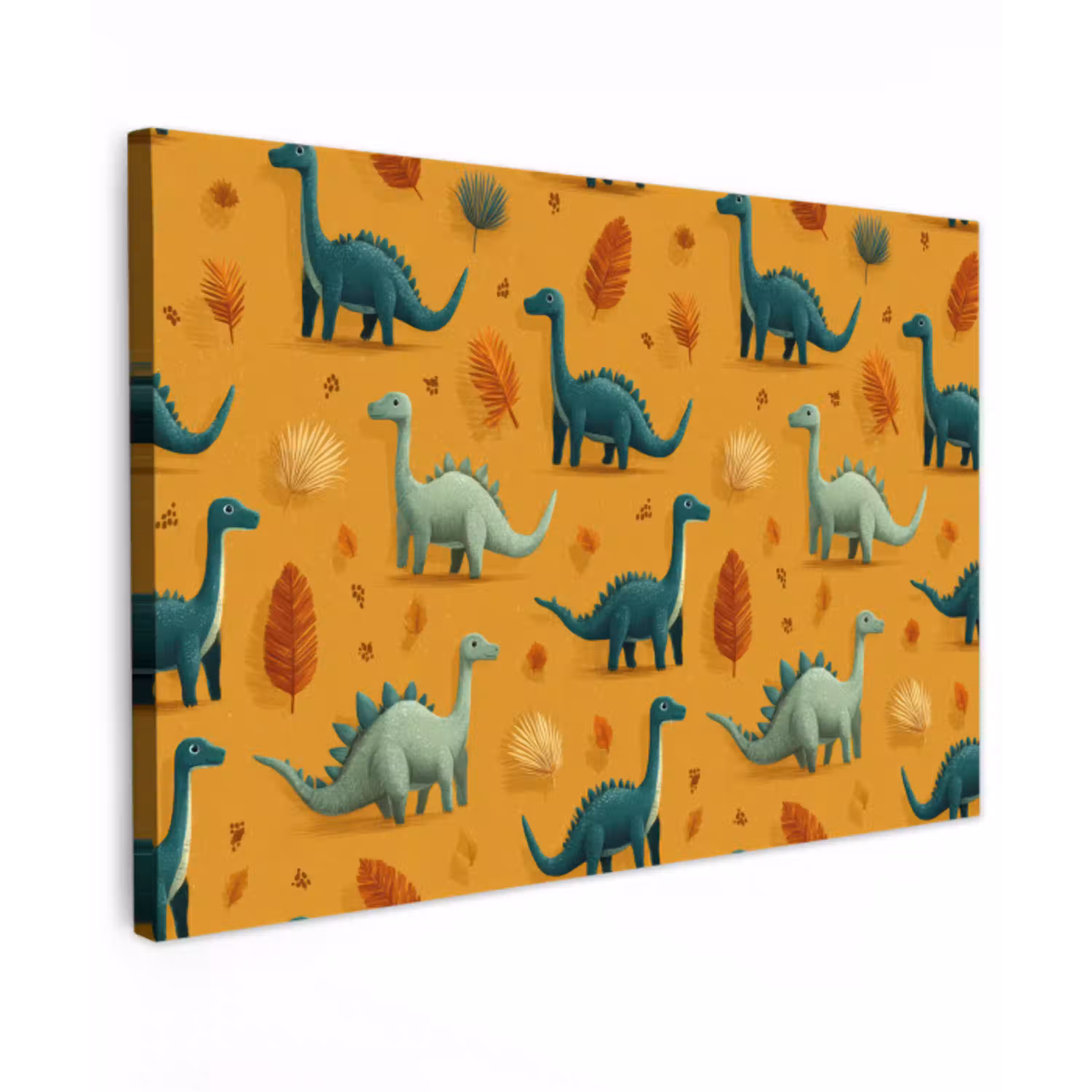 Dinosaurussen - Stekels - Herfstbladeren - Bruin canvas 2cm klein -z3d
