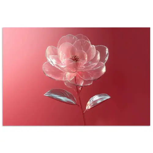 Sierlijk - Bloem - Roze - Glazen poster papier klein -3d