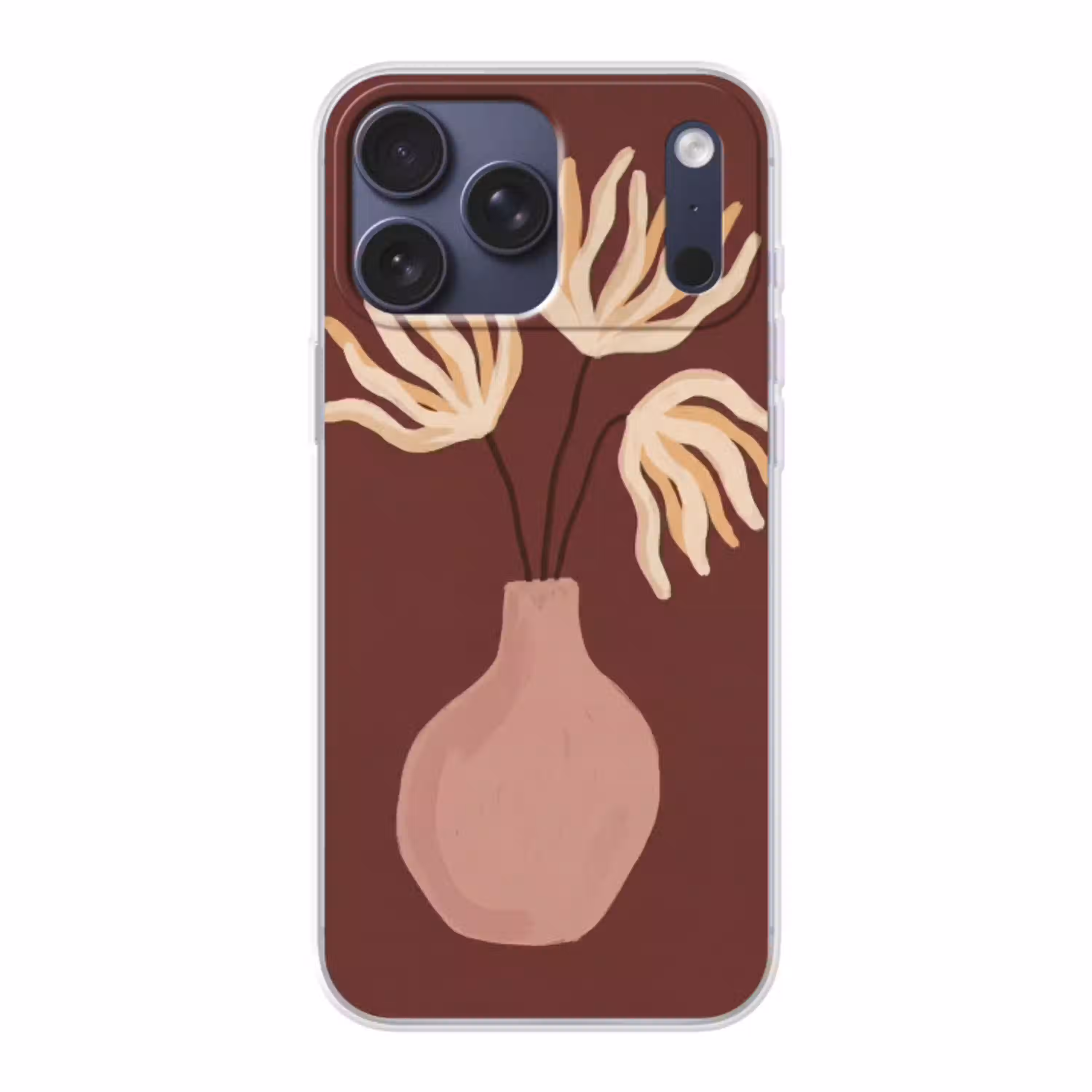 Bloemen - Vaas - Abstract - Modern - Aardetinten Telefoonhoesje iPhone 17 Pro Max klein -3d