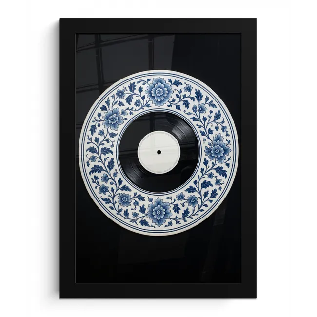 Vinyl - LP - Delfts Blauw - Muziek fotolijst zwart zonder passe partout klein -3d