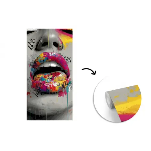 Lippen - Graffiti - Expressief fotobehang vinyl groot -3d