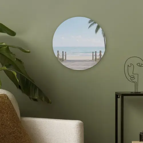 Palmbomen - Pad - Horizon Akoestische PET Vilt - Rond klein -sfeer2
