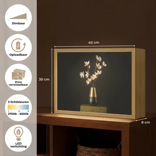 Sierlijk - Boeket - Goud - Vaas Light Box met batterij (Wandlamp) middel -USP_websiteoverzichtNL