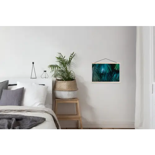 Bladeren - Tropisch - Jungle textielposter latten blank klein -woonkamer