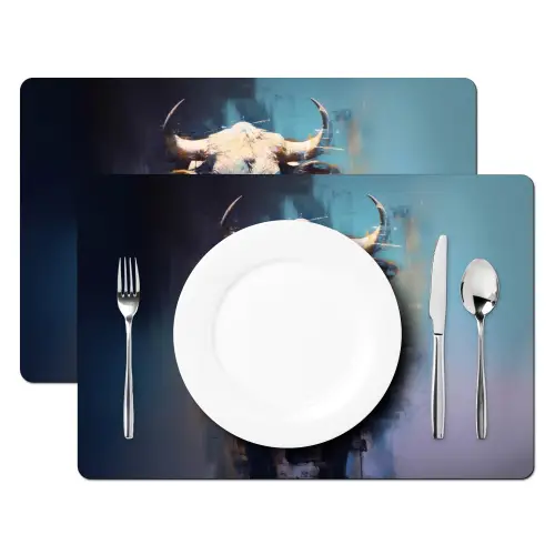 Stier - Zwart - Abstract - Horens Placemat vinyl groot -zzsfeer2_Kitchenyeah-website