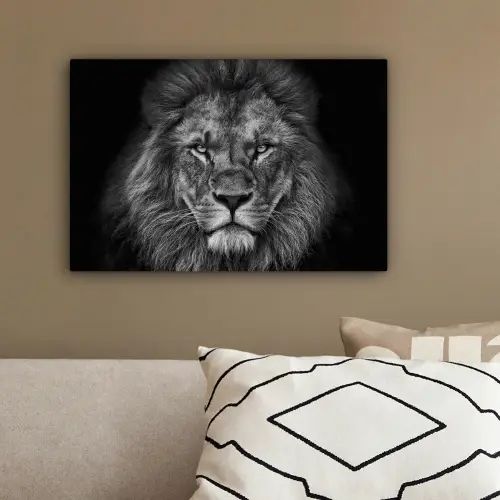 Leeuw - Dieren - Zwart - Wit canvas 2cm klein -sfeer3