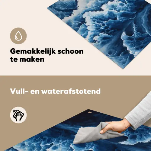 Golven - Blauw - Schuim Inductie beschemer met haakjes klein -ky-schoon-nl