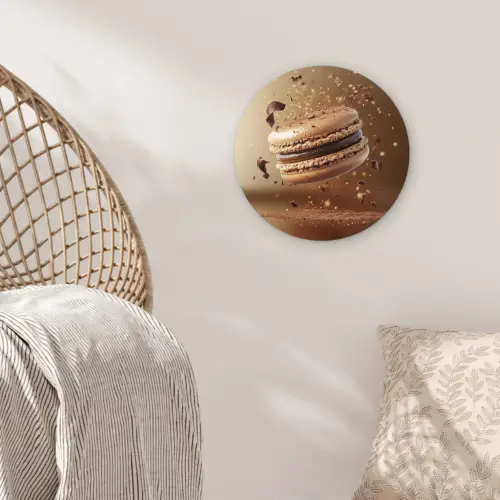 Chocolade - Macarons - Eten - Snoep Wandcirkel kunststof plaat 5mm dik klein -sfeer5