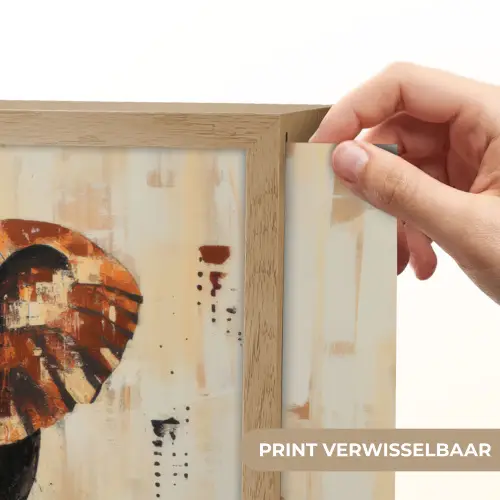 Olifant - Slurf - Mozaïek - Abstract Light Box met batterij (Wandlamp) middel -USP_websiteprintNL