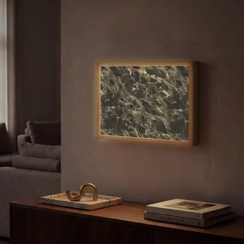 Kristal - Goud - Zwart - Marmer Light Box met batterij (Wandlamp) middel 907 -sfeer1
