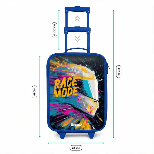 Racehelm - Verfspatten - Penseelstreken - Race mode Kinderkoffer - Blauw klein -productfoto_formaten