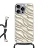 Diagonaal - Golven - Crème Hoesje iPhone 16 Pro Max met koord klein 804 -3d