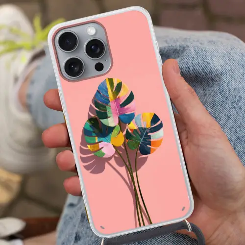 Bladeren - Geschilderd - Vlakken - Kleurrijk Hoesje iPhone 16 Pro Max met koord klein -sfeer3