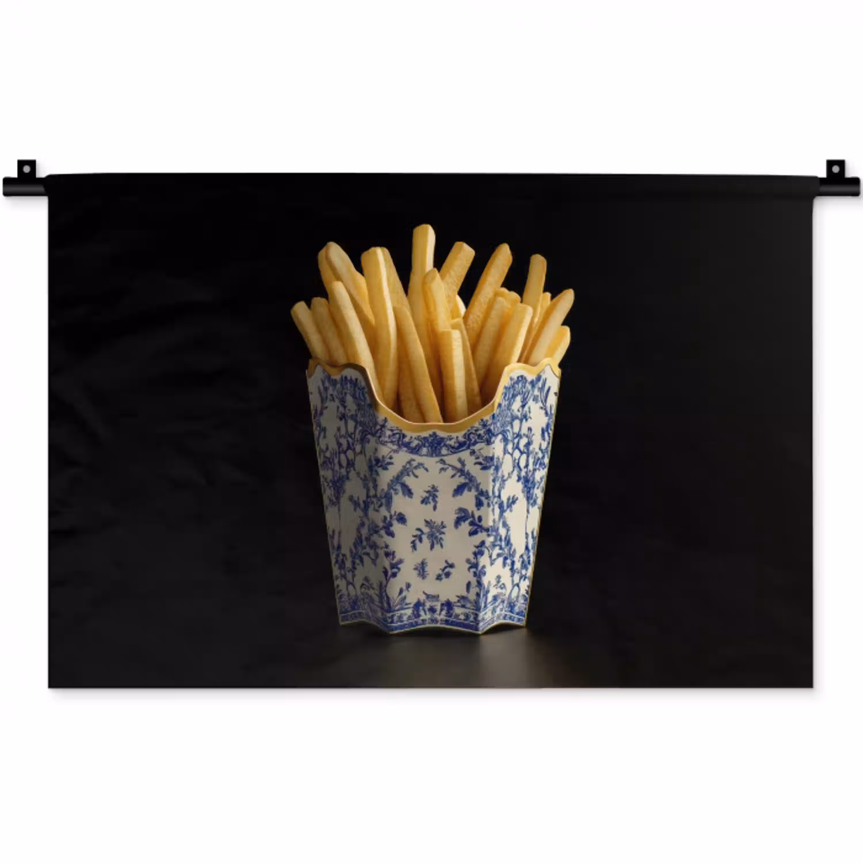 Friet - Porselein - Delfts blauw - Eten Wandkleed katoen klein -zz3d