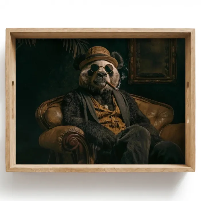 Panda - Hoed - Bril - Pak Dienblad Rechthoek middel -z3d_shopping