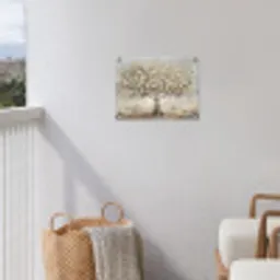 Boom - Beige - Goud - Verflook - Grijs tuinposter los doek klein -sfeer8