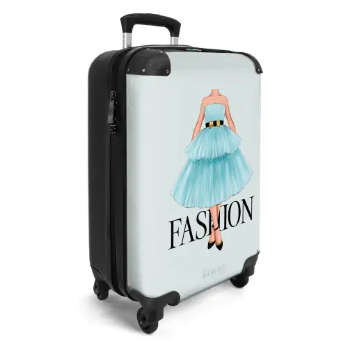 Fashion - Blauwe jurk NBS - Handbagage koffer - Kinderen Unisex middel -productfoto_3d
