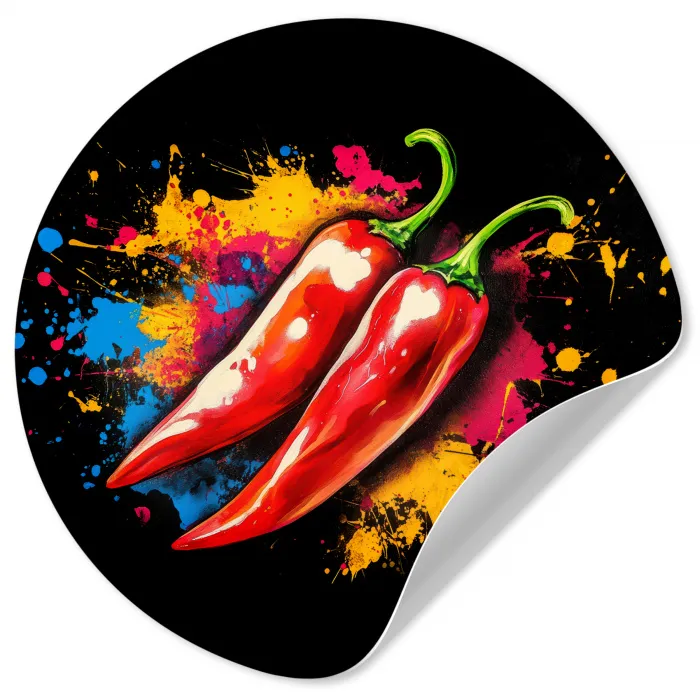 Peper - Graffiti - Verf - Abstract - Modern - Kleurrijk Wandcirkel behangsticker klein -3d