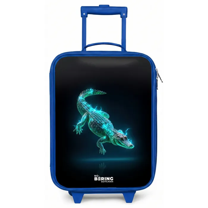 Cyberkrokodil in actiehouding Kinderkoffer - Blauw klein -zz3dotto