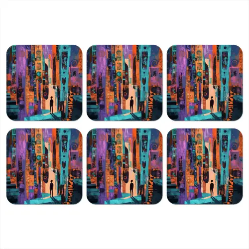Abstract - Figuren - Kleurrijk onderzetter kurk middel -3d