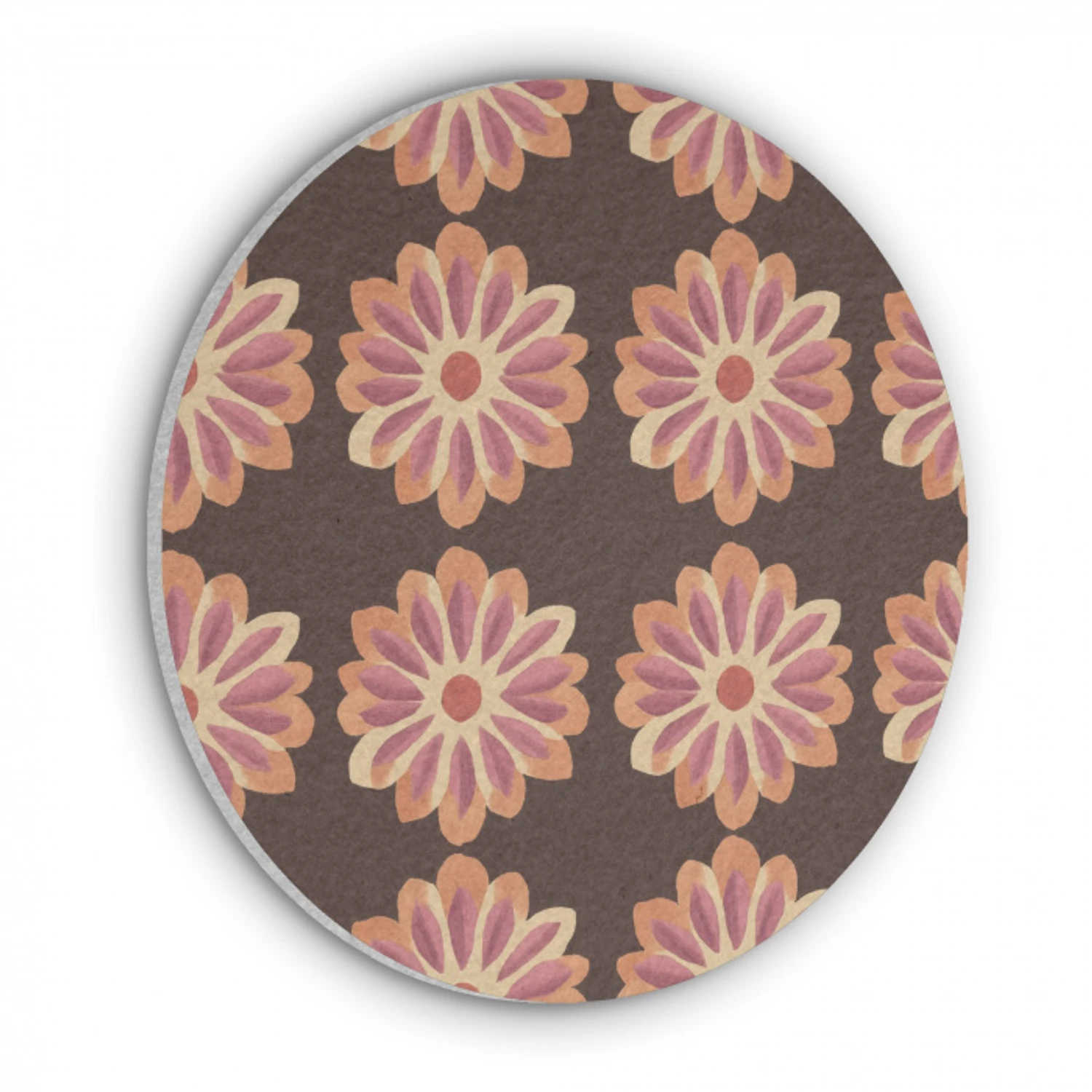 Bloemen - Patroon - Bruin Akoestische PET Vilt - Rond klein 838 -3d