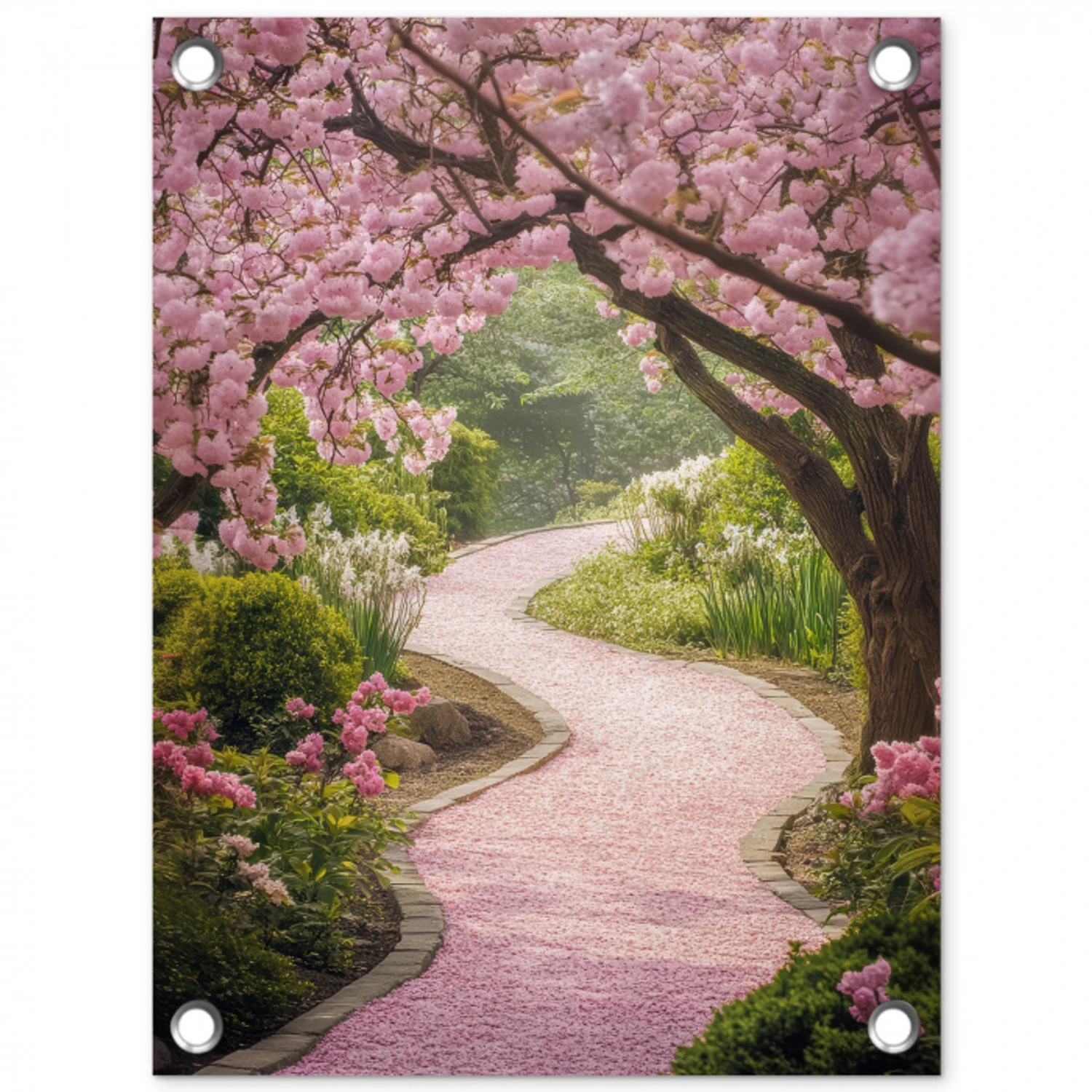Kersenbloesem - Natuur - Sakura - Pad - Japanse tuin tuinposter los doek klein -3d