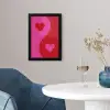 Minimalistisch - Rood - Roze - Hartjes fotolijst zwart zonder passe partout klein -sfeer4