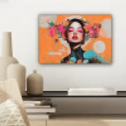Portret - Vrouw - Abstract - Bloemen canvas 2cm klein -sfeer6