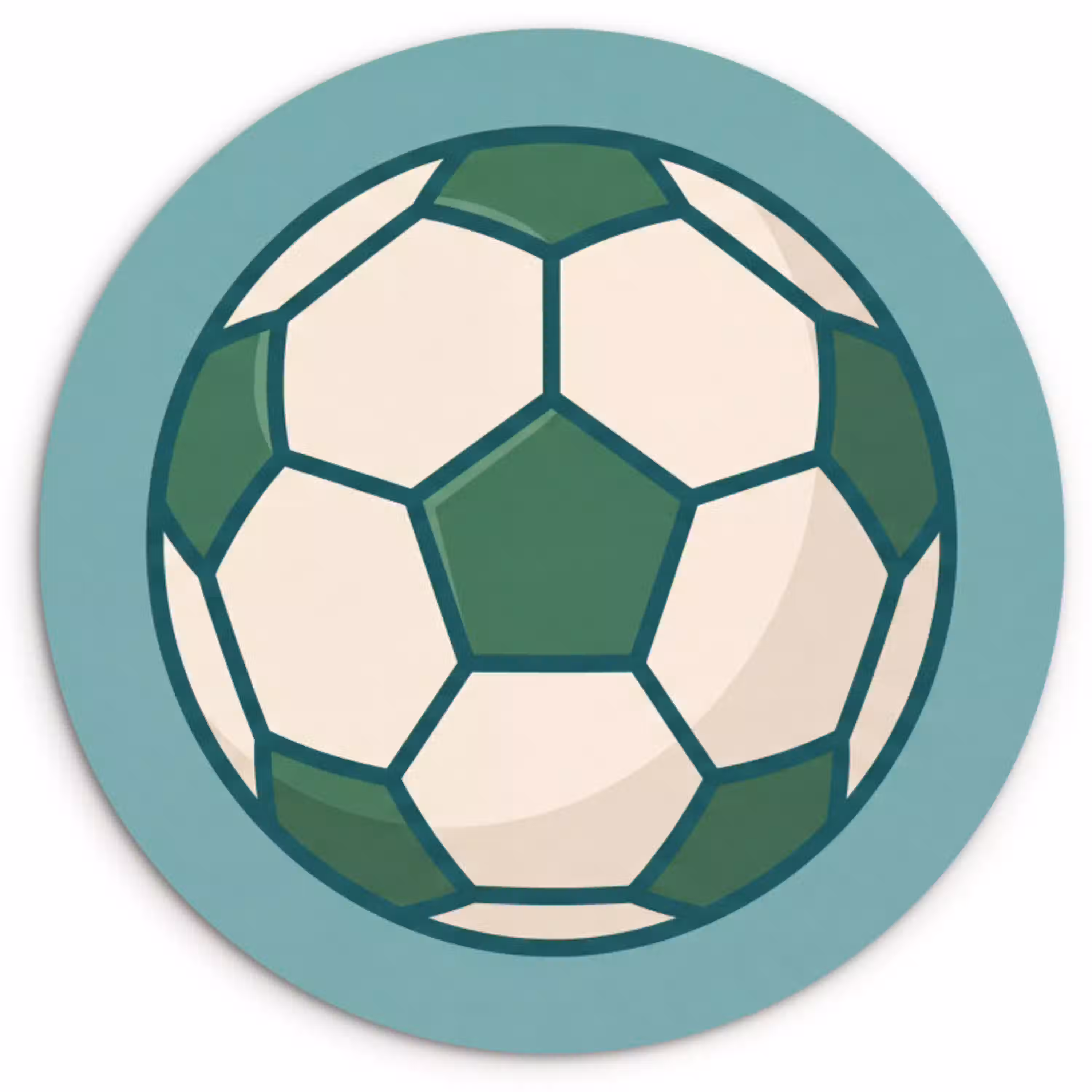 Voetbal - Geometrisch - Sport - Illustratie - Blauwgroen Wandcirkel kunststof plaat 5mm dik klein -3d
