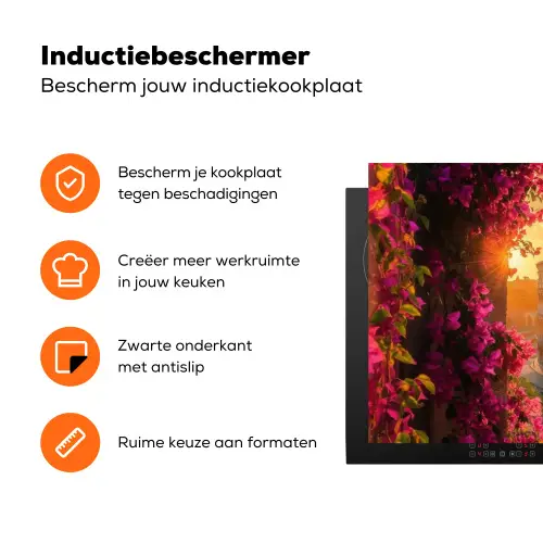 Colosseum - Rome - Roze Bloemen Inductie beschermer vinyl 3mm klein -zzzzzzz-td-ups