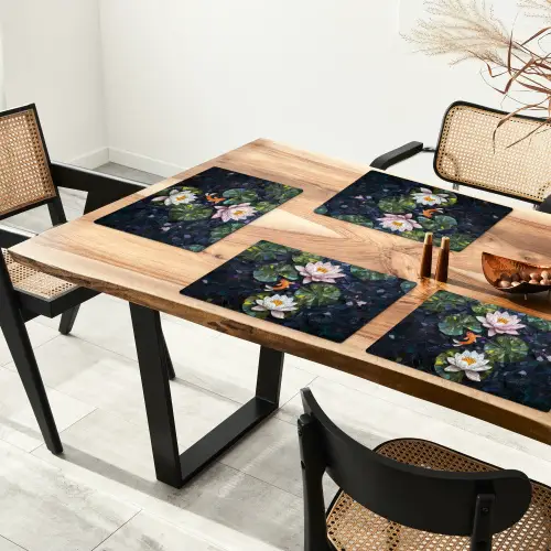 Glasstukjes - Leliebladeren - Vis - Oranje Placemat vinyl groot -zzsfeer4_Kitchenyeah-website