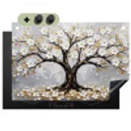 Boom - Bloemen - Natuur - Abstract - Wit Inductie beschemer met haakjes klein -3d