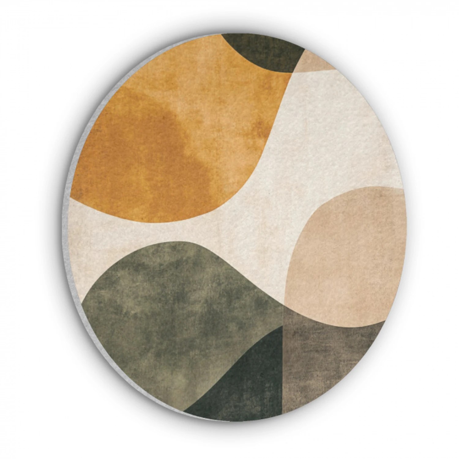 Vormen - Okergeel - Abstract Akoestische PET Vilt - Rond klein -3d