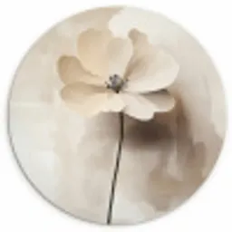 Bloem - Beige - Verf - Schaduw Wandcirkel kunststof plaat 5mm dik klein -3d