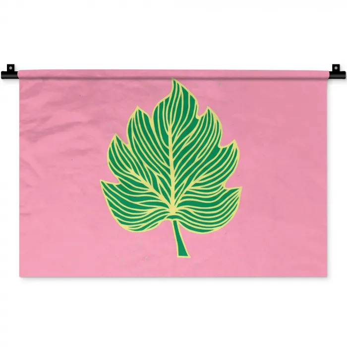 Blad - Groen - Illustratie - Minimalistisch Wandkleed katoen klein -zz3d